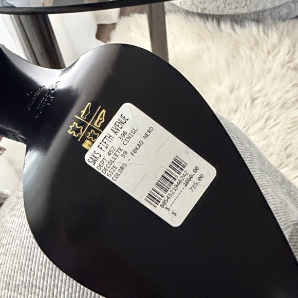 Fendi Women's Navy and Black Patterned Heels - Picture 3 of 3